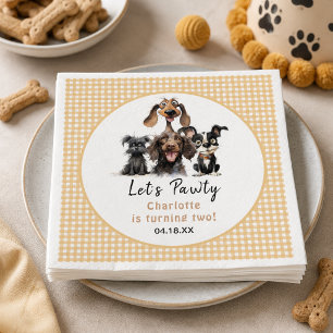Hond Laat ons Feest Verjaardag Servet