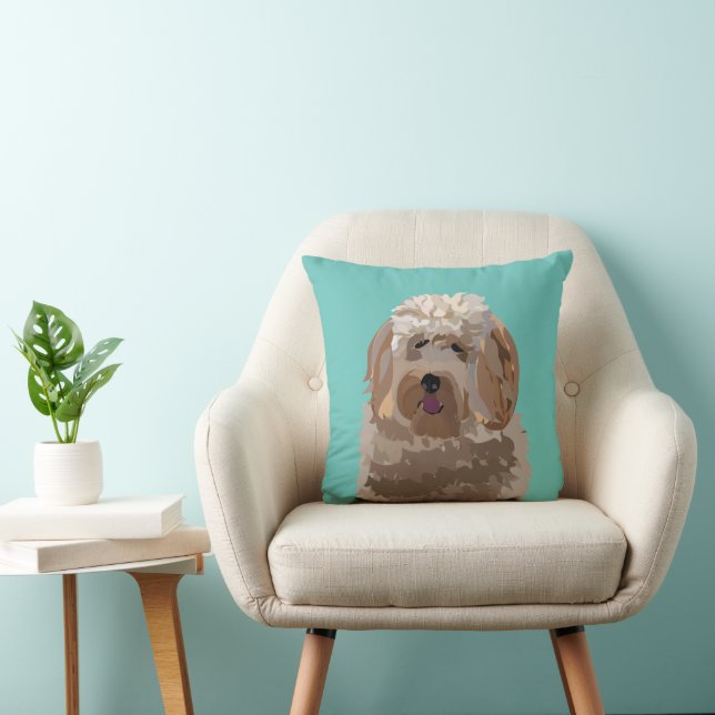 Hond Labradoodle Schattig Huisdier Kussen (Stoel)
