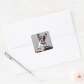 Hond Leesboek Vierkante Sticker (Envelop)