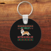 Hond Lelijke Kersttrui Wees Jolly Met Een Ruw C Sleutelhanger (Voorkant)