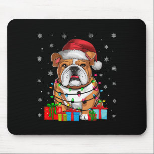 Hond Lelijke Kerstverlichting Kerstman Hoed Engels Muismat