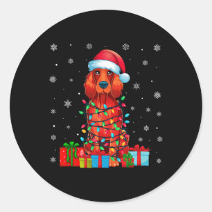 Hond Lelijke Kerstverlichting Kerstman Hoed Ierse Ronde Sticker