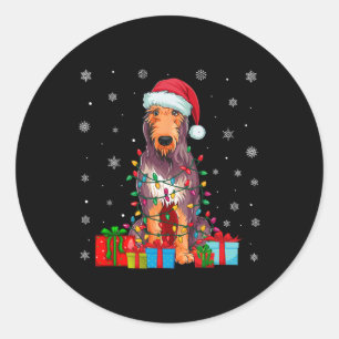 Hond Lelijke Kerstverlichting Kerstman Hoed Ierse Ronde Sticker