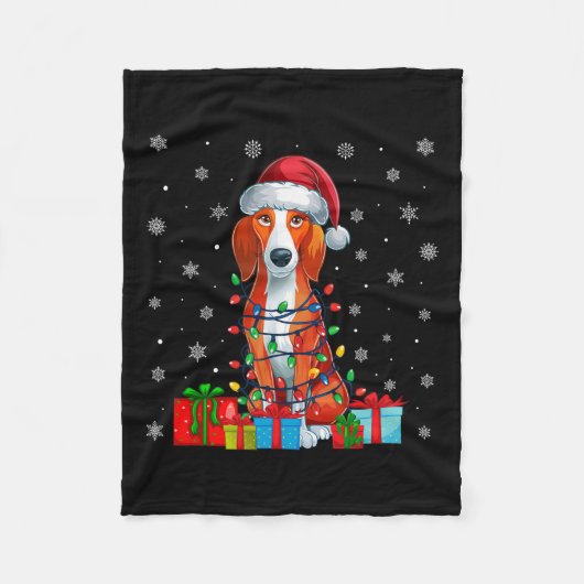 Hond lelijke kerstverlichting Santa American Foxho Fleece Deken (Voorkant)