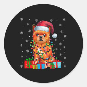 Hond Lelijke Kerstverlichting Santa Hat Brussels G Ronde Sticker
