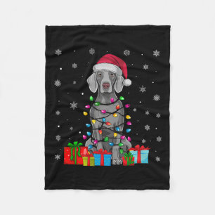 Hond Lelijke Kerstverlichting Santa Hat Weimaraner Fleece Deken