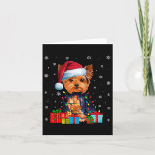 Hond lelijke kerstverlichting Santa Hat Yorkshire  Kaart