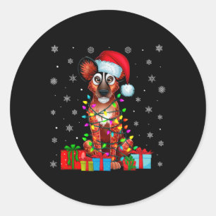 Hond lelijke Xmas Lights Santa Hat Afrikaanse wild Ronde Sticker