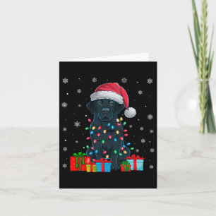 Hond Lelijke Xmas Lights Santa Hat Zwarte Labrador Kaart