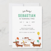 Hond Let's Pawty Verjaardag Uitnodiging 2 (Voorkant)