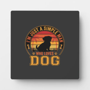 Hond Liefhebber Eenvoudige Man Retro Zonsondergang Fotoplaat
