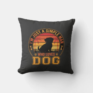Hond Liefhebber Eenvoudige Man Retro Zonsondergang Kussen