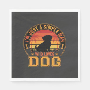 Hond Liefhebber Eenvoudige Man Retro Zonsondergang Servet