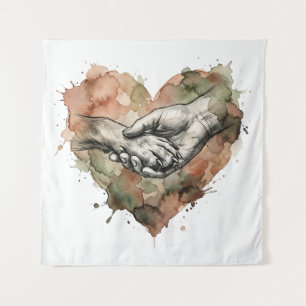 Hond Liefhebber Mens Dier Band Waterverf Hart Wandkleed