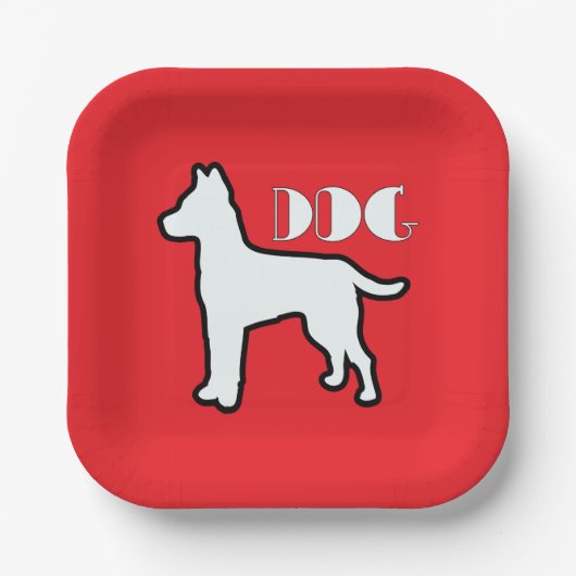 Hond Logo Rood Papieren Bordje (Voorkant)