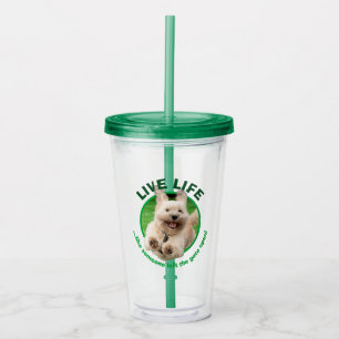 Hond loopt in de baard acryl drinkbeker