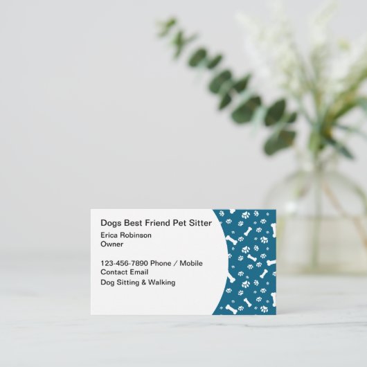 Hond lopen en oppas thema visitekaartje (Staand voorkant)