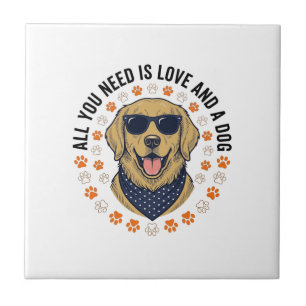 Hond Love Vintage Retriever Pootafdruk Shirt Ontwe Tegeltje