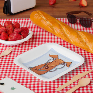 Hond Luisteren naar Muziek Grappige Hoofdtelefoon Papieren Bordje