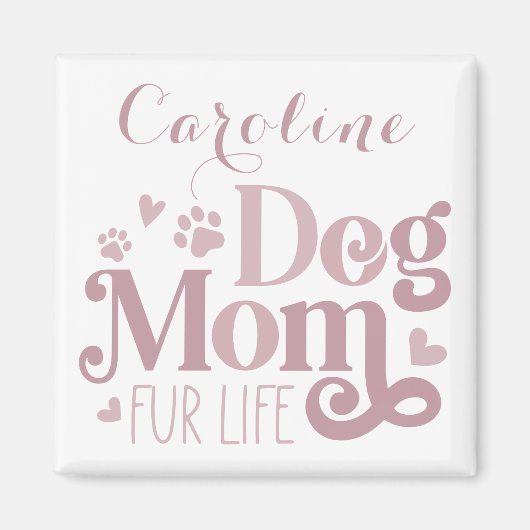 Hond Mam Bont Leven Blush Roze Wit Custom Magneet (Voorkant)
