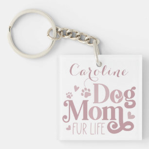 Hond Mam Bont Leven Blush Roze Wit Custom Sleutelhanger