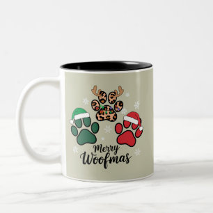 Hond Mama Kerst Merry Woofmas Hond Liefhebber Xmas Tweekleurige Koffiemok