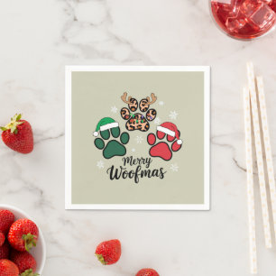 Hond Mama Kerstmis Prettig Woofmas Hond Liefhebber Servet