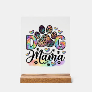 Hond Mama Poot Luipaard Regenboog Waterverf Harten Acryl Bord