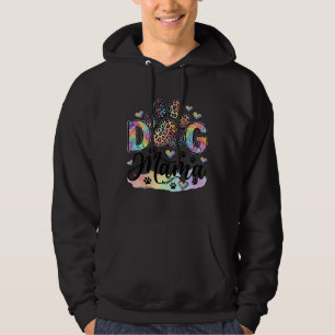 Hond Mama Poot Luipaard Regenboog Waterverf Harten Hoodie