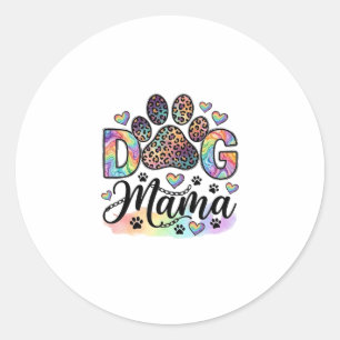 Hond Mama Poot Luipaard Regenboog Waterverf Harten Ronde Sticker
