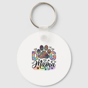 Hond Mama Poot Luipaard Regenboog Waterverf Harten Sleutelhanger