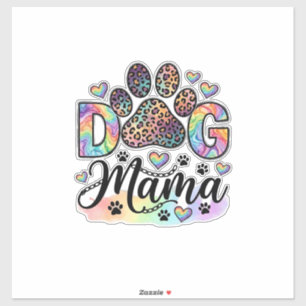 Hond Mama Poot Luipaard Regenboog Waterverf Harten Sticker