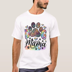 Hond Mama Poot Luipaard Regenboog Waterverf Harten T-shirt