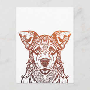 Hond Mandala Sierlijk, Hand getrokken Hond Mandala Briefkaart