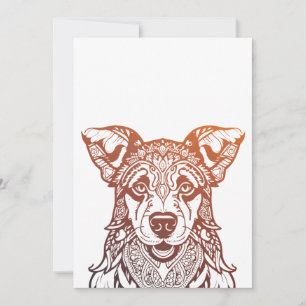 Hond Mandala Sierlijk, Hand getrokken Hond Mandala Feestdagenkaart