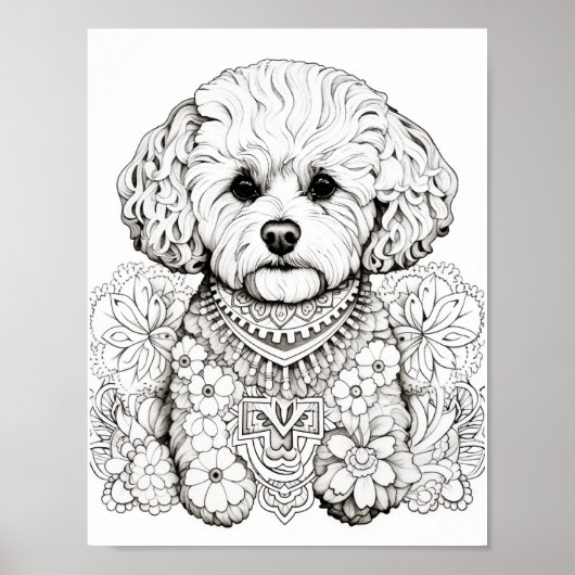 Hond Mandala volwassen kleuring Poster (Voorkant)