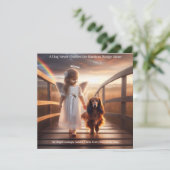 Hond met Angel Cross Rainbow Bridge Sympathy Card Kaart (Staand voorkant)