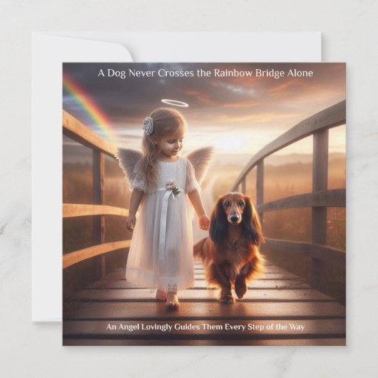 Hond met Angel Cross Rainbow Bridge Sympathy Card Kaart (Voorkant)