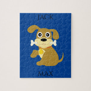 HOND MET BEENE GEPUBLICEERD. NAAM VAN HET KIND EN LEGPUZZEL