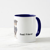 Hond met blauwe jas mok (Voorkant rechts)