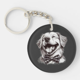 hond met boog stropdas lachen sleutelhanger