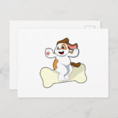 Hond met bot briefkaart (Voorkant / Achterkant)