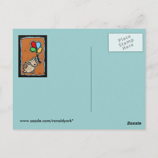 hond met briefkaart ballonnen (Achterkant)