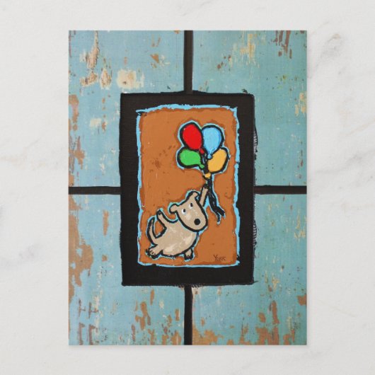 hond met briefkaart ballonnen (Voorkant)