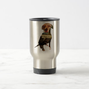 hond met dubbele blootstelling reisbeker