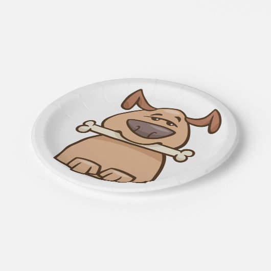 hond met een bot papieren bordje (Gekanteld)