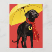 Hond met een gele paraplu briefkaart (Voorkant)