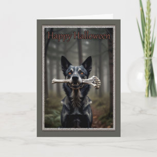 Hond met een Halloween Kaart