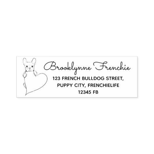Hond met een hart Franse Bulldog Retouradres Zelfinktende Stempel (Design)