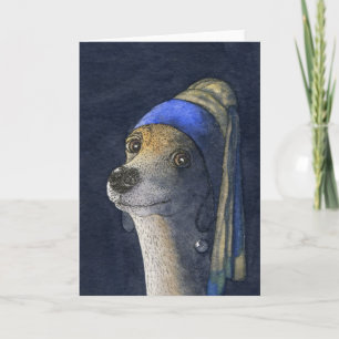 Hond met een parel oorbel kaart